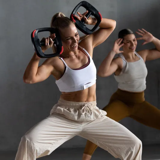 Erin May and Kaylah Blair doing LES MILLS SHAPES